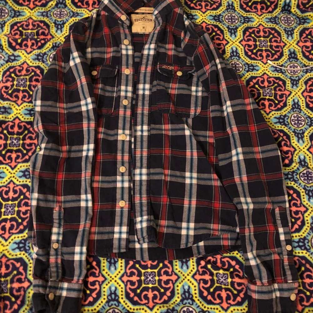blue, white and red flannel